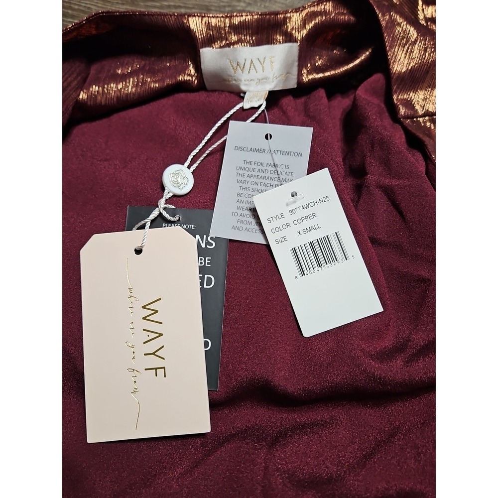 WAYF Meryl Long Sleeve Wrap High-Low Cocktail Dress Bronze XS - Picture 8 of 9